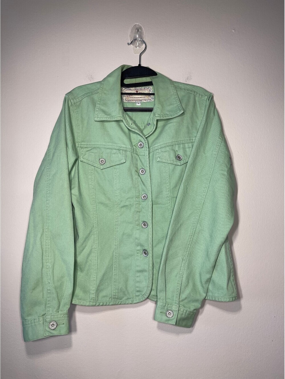 VTG The Territory Ahead Sage Green Denim Jacket Cotton Trucker Sz M Fairy Indie